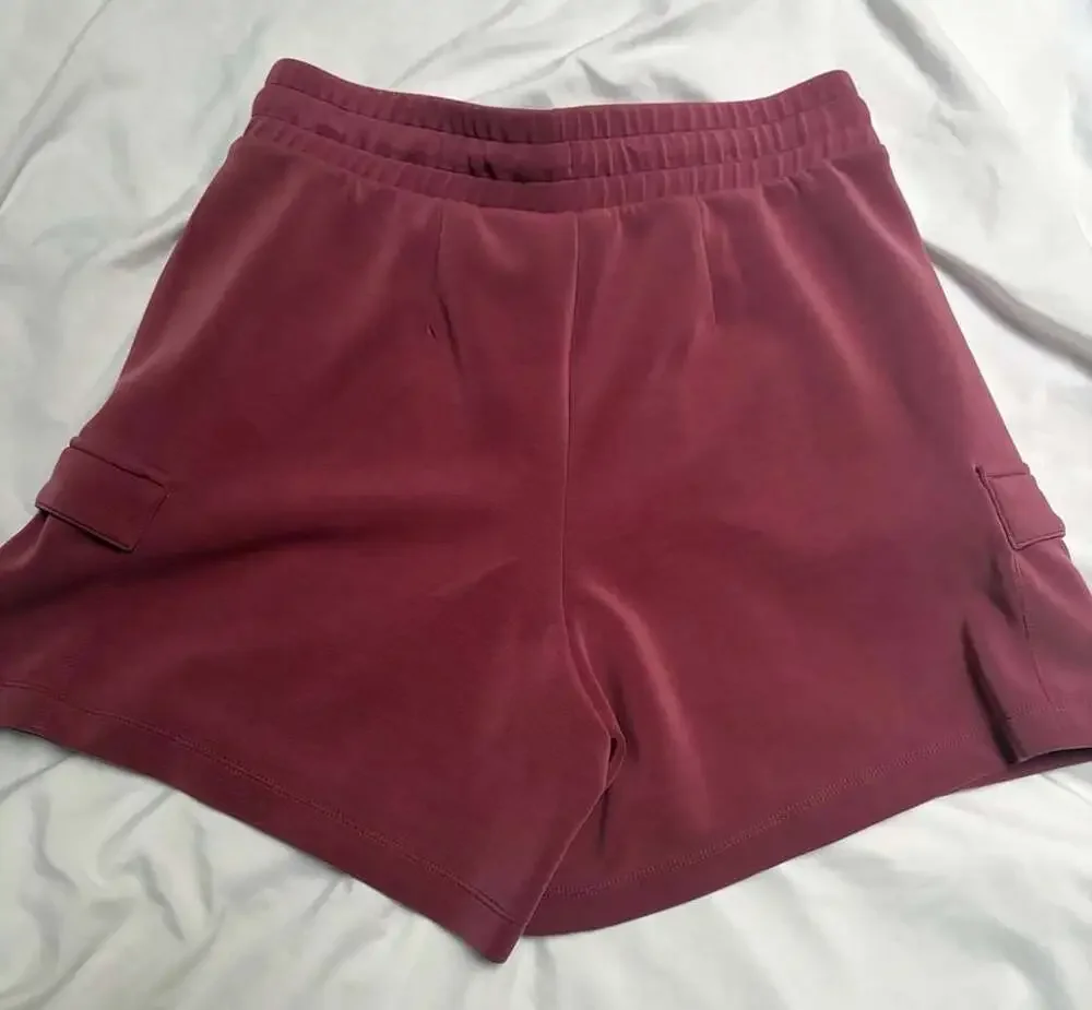 Calla Burgundy Cowl Neck Sleeveless Top and Cargo Shorts set S bottoms/M top